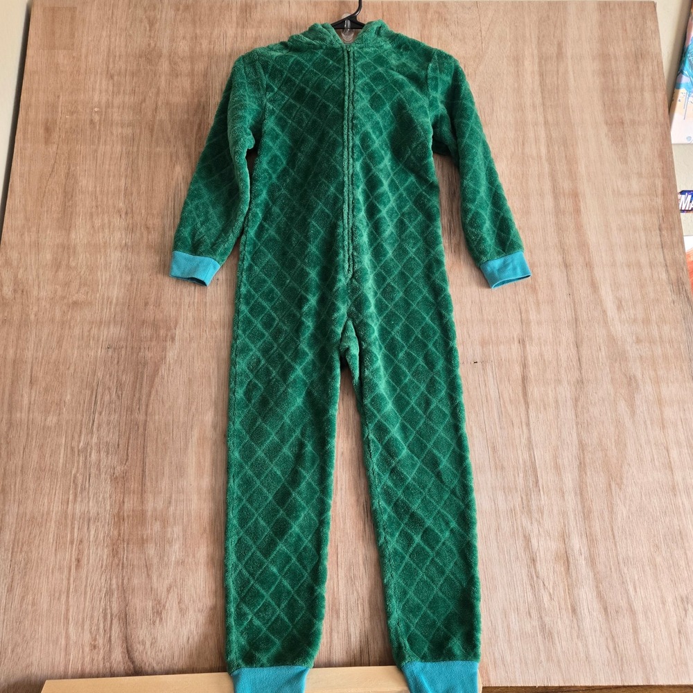 Saint Eve Kids Green Dragon Hooded Fleece One Piece Pajamas Size S 7/8